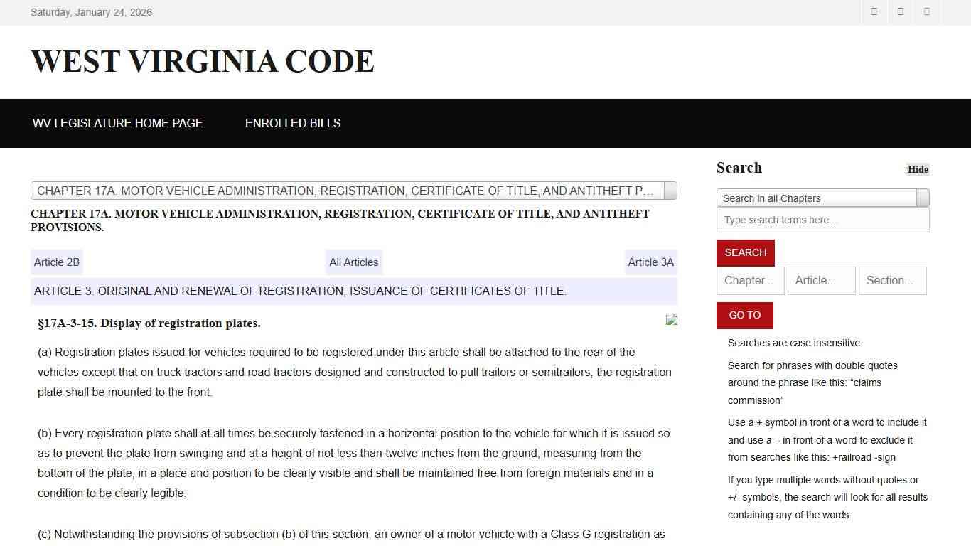 West Virginia Code §17A-3-15
