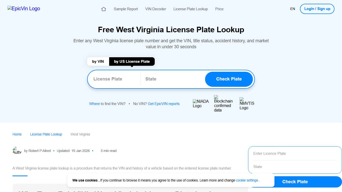 Free West Virginia License Plate Lookup and Owner Search